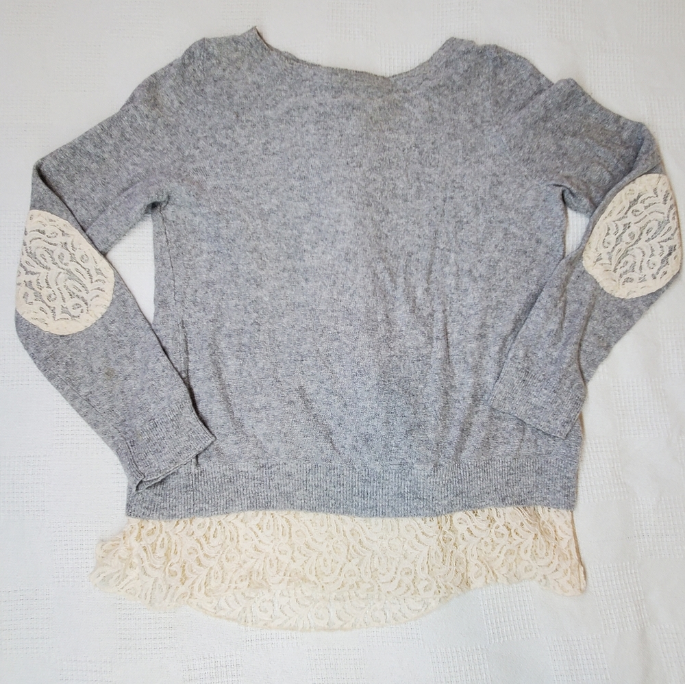 Anthropologie Angel of the North Gray Lace Sweater